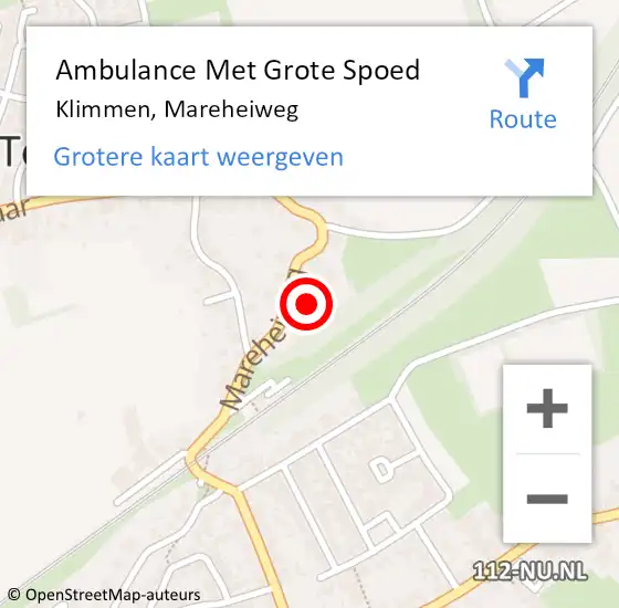 Locatie op kaart van de 112 melding: Ambulance Met Grote Spoed Naar Klimmen, Mareheiweg op 5 april 2014 10:55