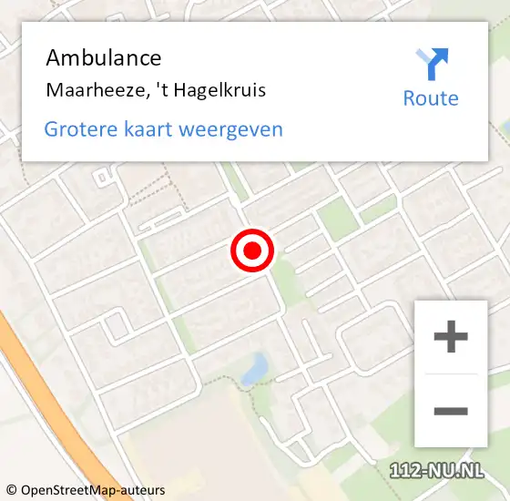 Locatie op kaart van de 112 melding: Ambulance Maarheeze, 't Hagelkruis op 24 juni 2019 00:19