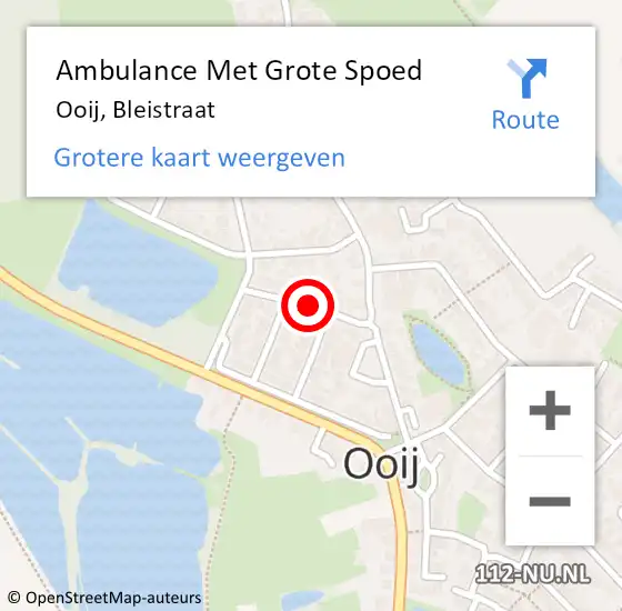 Locatie op kaart van de 112 melding: Ambulance Met Grote Spoed Naar Ooij, Bleistraat op 24 juni 2019 00:47