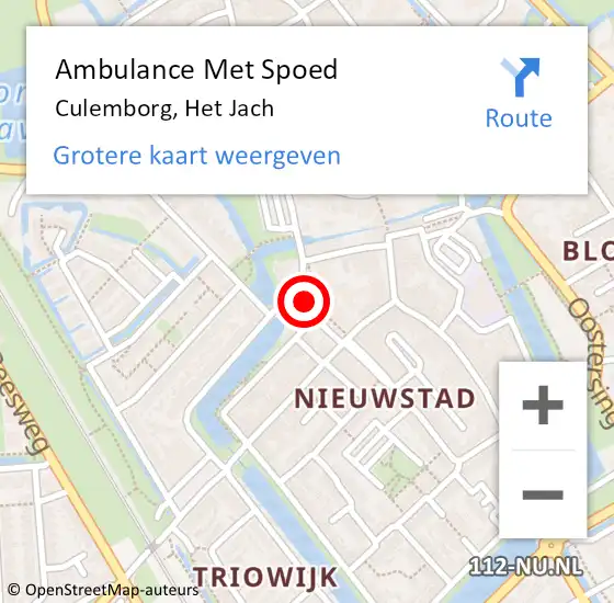 Locatie op kaart van de 112 melding: Ambulance Met Spoed Naar Culemborg, Het Jach op 24 juni 2019 00:54