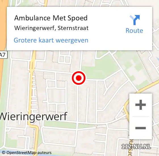 Locatie op kaart van de 112 melding: Ambulance Met Spoed Naar Wieringerwerf, Sternstraat op 24 juni 2019 01:08