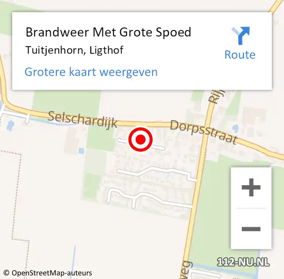 Locatie op kaart van de 112 melding: Brandweer Met Grote Spoed Naar Tuitjenhorn, Ligthof op 24 juni 2019 01:50