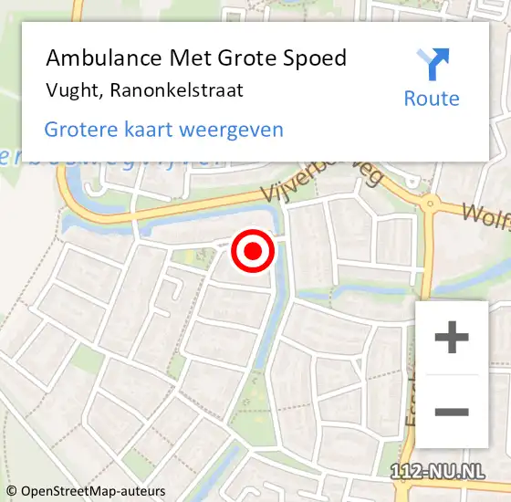 Locatie op kaart van de 112 melding: Ambulance Met Grote Spoed Naar Vught, Ranonkelstraat op 5 april 2014 11:03