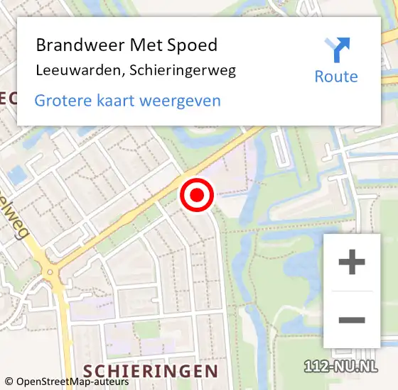 Locatie op kaart van de 112 melding: Brandweer Met Spoed Naar Leeuwarden, Schieringerweg op 24 juni 2019 03:32