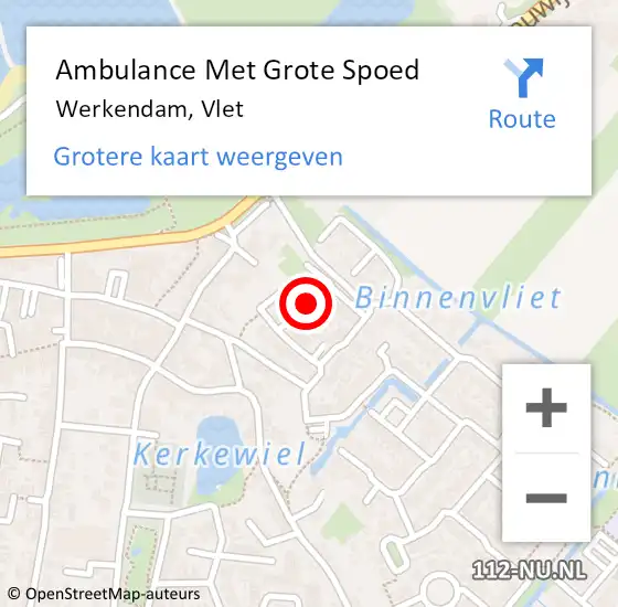 Locatie op kaart van de 112 melding: Ambulance Met Grote Spoed Naar Werkendam, Vlet op 24 juni 2019 04:24