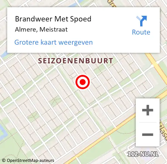 Locatie op kaart van de 112 melding: Brandweer Met Spoed Naar Almere, Meistraat op 24 juni 2019 04:37