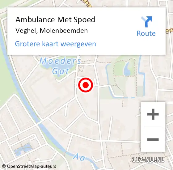 Locatie op kaart van de 112 melding: Ambulance Met Spoed Naar Veghel, Molenbeemden op 24 juni 2019 06:09