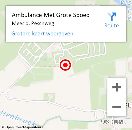 Locatie op kaart van de 112 melding: Ambulance Met Grote Spoed Naar Meerlo, Peschweg op 24 juni 2019 06:59