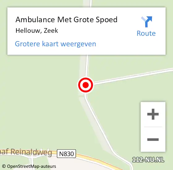 Locatie op kaart van de 112 melding: Ambulance Met Grote Spoed Naar Hellouw, Zeek op 24 juni 2019 07:04