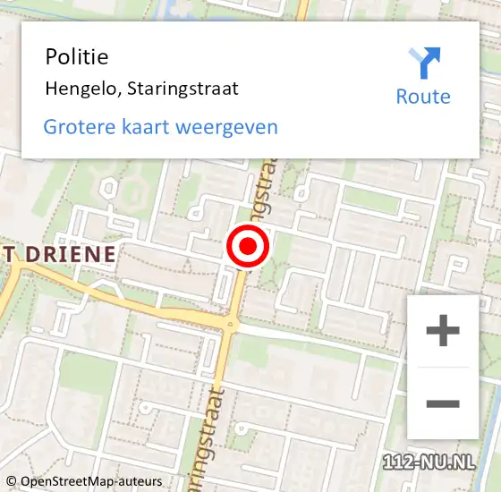 Locatie op kaart van de 112 melding: Politie Hengelo Ov, Staringstraat op 24 juni 2019 08:29