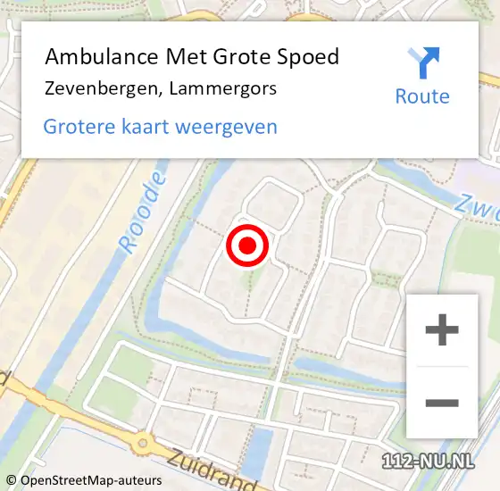 Locatie op kaart van de 112 melding: Ambulance Met Grote Spoed Naar Zevenbergen, Lammergors op 24 juni 2019 08:44