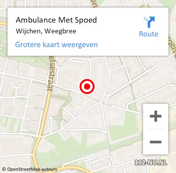 Locatie op kaart van de 112 melding: Ambulance Met Spoed Naar Wijchen, Weegbree op 24 juni 2019 08:57