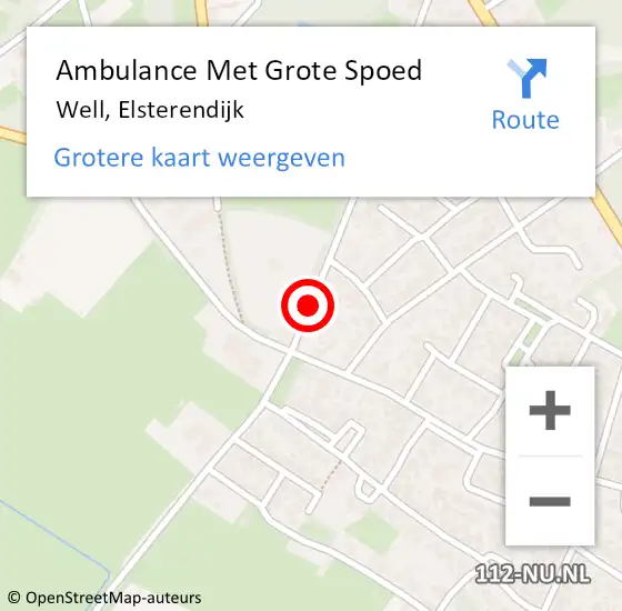 Locatie op kaart van de 112 melding: Ambulance Met Grote Spoed Naar Well, Elsterendijk op 24 juni 2019 09:34