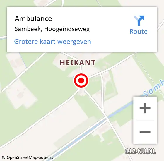 Locatie op kaart van de 112 melding: Ambulance Sambeek, Hoogeindseweg op 24 juni 2019 10:18