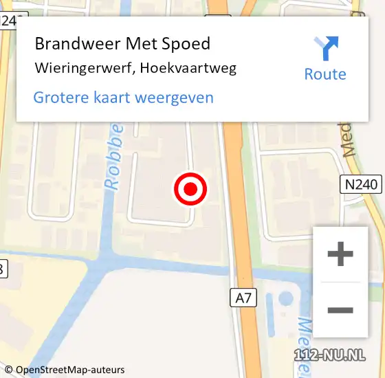 Locatie op kaart van de 112 melding: Brandweer Met Spoed Naar Wieringerwerf, Hoekvaartweg op 24 juni 2019 10:28