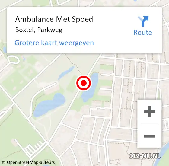 Locatie op kaart van de 112 melding: Ambulance Met Spoed Naar Boxtel, Parkweg op 24 juni 2019 11:09