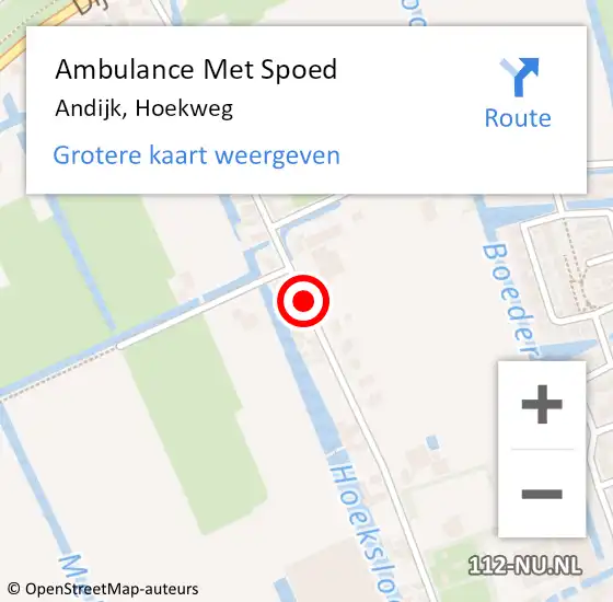 Locatie op kaart van de 112 melding: Ambulance Met Spoed Naar Andijk, Hoekweg op 24 juni 2019 11:21