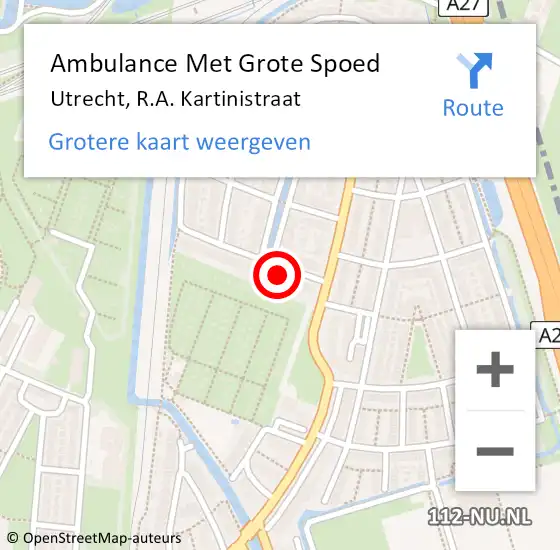 Locatie op kaart van de 112 melding: Ambulance Met Grote Spoed Naar Utrecht, R.A. Kartinistraat op 5 april 2014 11:45