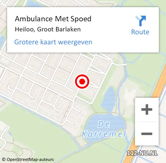 Locatie op kaart van de 112 melding: Ambulance Met Spoed Naar Heiloo, Groot Barlaken op 24 juni 2019 12:30