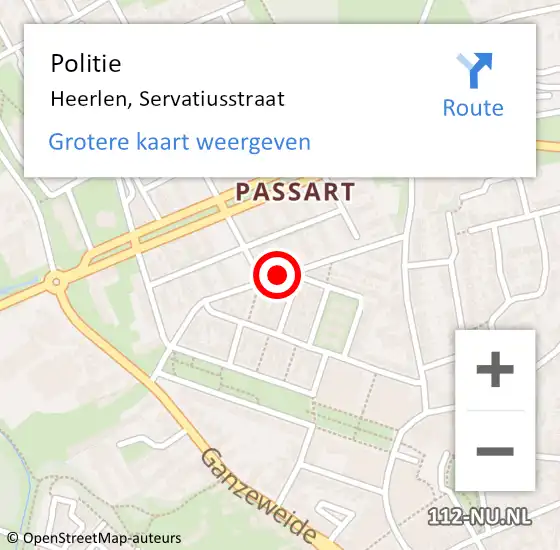 Locatie op kaart van de 112 melding: Politie Heerlen, Servatiusstraat op 24 juni 2019 13:11