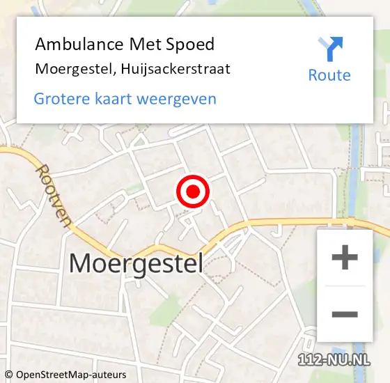 Locatie op kaart van de 112 melding: Ambulance Met Spoed Naar Moergestel, Huijsackerstraat op 24 juni 2019 13:13