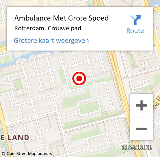 Locatie op kaart van de 112 melding: Ambulance Met Grote Spoed Naar Rotterdam, Crouwelpad op 24 juni 2019 13:31