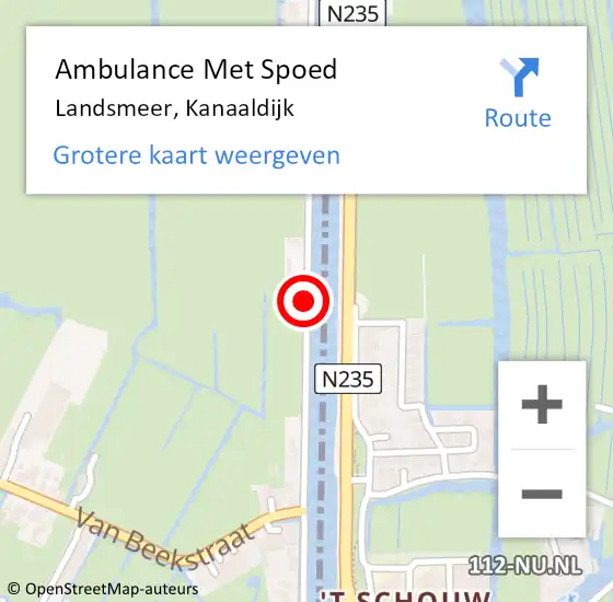 Locatie op kaart van de 112 melding: Ambulance Met Spoed Naar Landsmeer, Kanaaldijk op 24 juni 2019 13:45