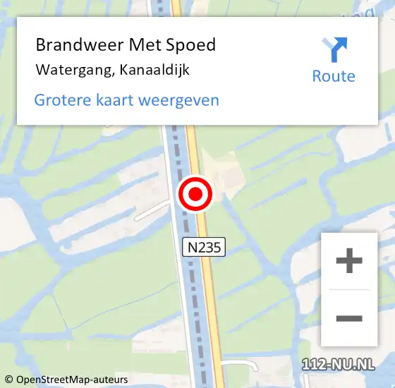 Locatie op kaart van de 112 melding: Brandweer Met Spoed Naar Watergang, Kanaaldijk op 24 juni 2019 13:54