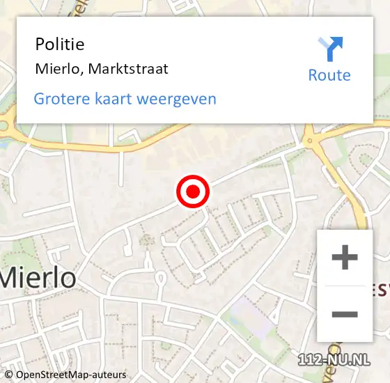 Locatie op kaart van de 112 melding: Politie Mierlo, Marktstraat op 24 juni 2019 14:00