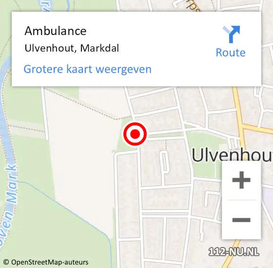 Locatie op kaart van de 112 melding: Ambulance Ulvenhout, Markdal op 24 juni 2019 14:04