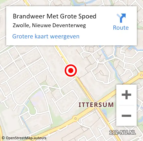 Locatie op kaart van de 112 melding: Brandweer Met Grote Spoed Naar Zwolle, Nieuwe Deventerweg op 24 juni 2019 14:04