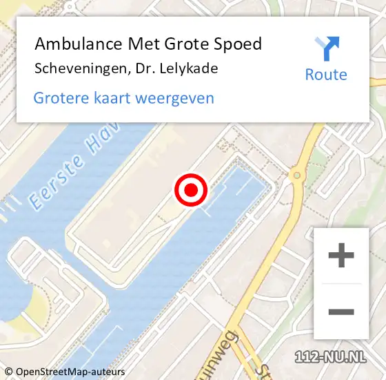 Locatie op kaart van de 112 melding: Ambulance Met Grote Spoed Naar Scheveningen, Dr. Lelykade op 5 april 2014 12:13