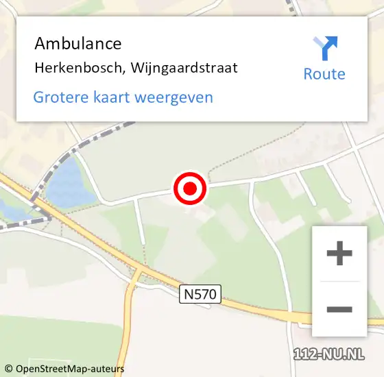 Locatie op kaart van de 112 melding: Ambulance Herkenbosch, Wijngaardstraat op 24 juni 2019 15:30