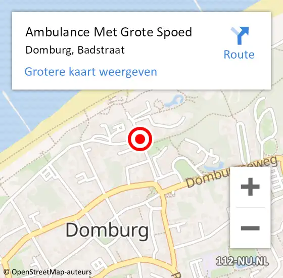 Locatie op kaart van de 112 melding: Ambulance Met Grote Spoed Naar Domburg, Badstraat op 24 juni 2019 15:44