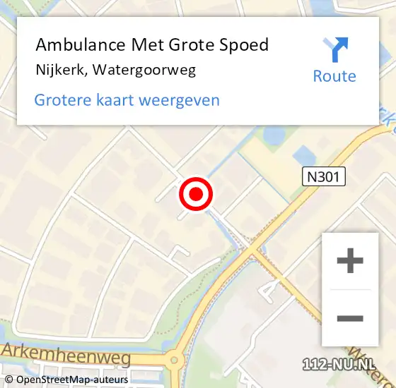Locatie op kaart van de 112 melding: Ambulance Met Grote Spoed Naar Nijkerk, Watergoorweg op 24 juni 2019 16:09