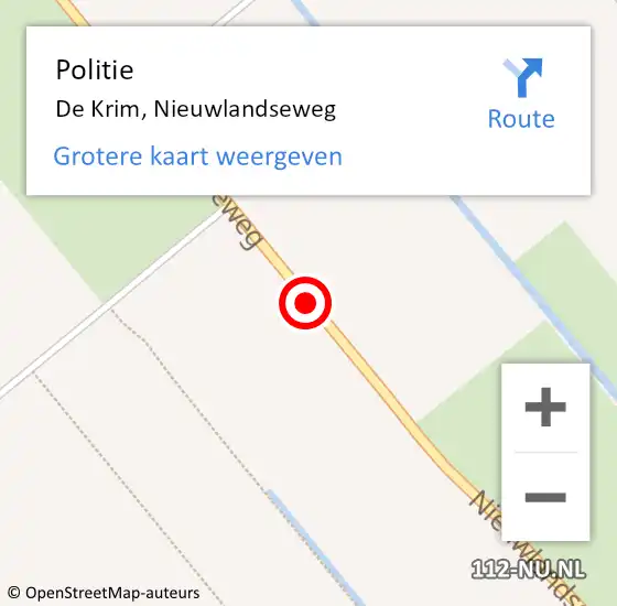 Locatie op kaart van de 112 melding: Politie De Krim, Nieuwlandseweg op 24 juni 2019 16:32