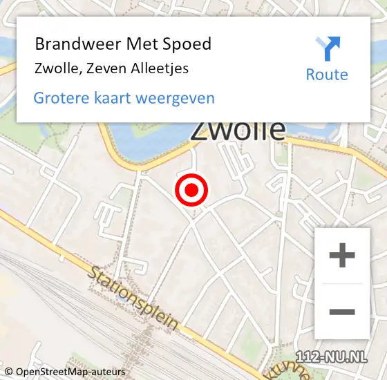 Locatie op kaart van de 112 melding: Brandweer Met Spoed Naar Zwolle, Zeven Alleetjes op 24 juni 2019 16:34