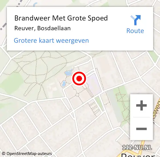 Locatie op kaart van de 112 melding: Brandweer Met Grote Spoed Naar Reuver, Bosdaellaan op 24 juni 2019 16:51