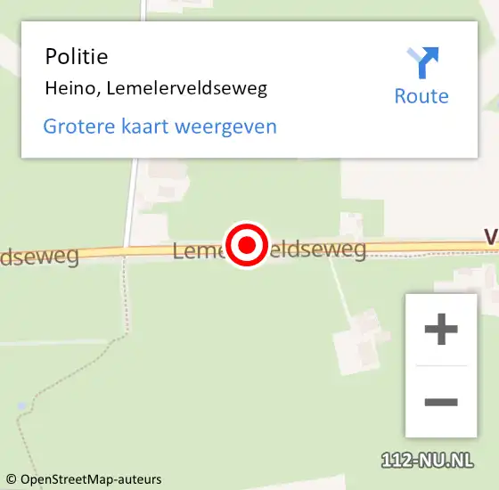 Locatie op kaart van de 112 melding: Politie Heino, Lemelerveldseweg op 24 juni 2019 17:04