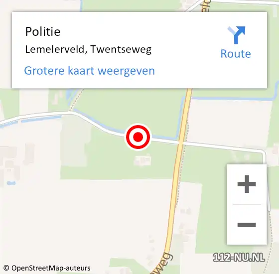 Locatie op kaart van de 112 melding: Politie Lemelerveld, Twentseweg op 24 juni 2019 17:05