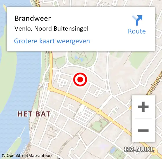 Locatie op kaart van de 112 melding: Brandweer Venlo, Noord Buitensingel op 24 juni 2019 17:06