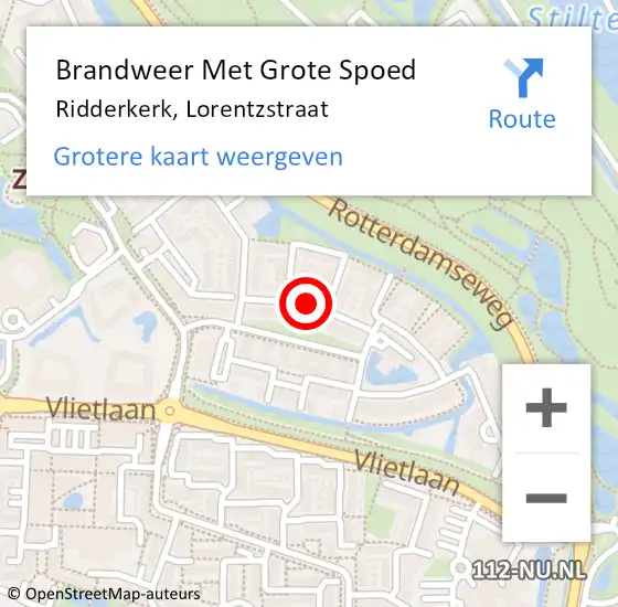 Locatie op kaart van de 112 melding: Brandweer Met Grote Spoed Naar Ridderkerk, Lorentzstraat op 24 juni 2019 17:39