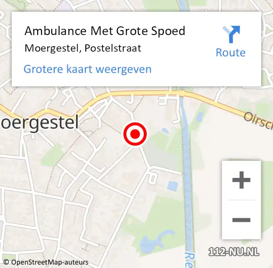 Locatie op kaart van de 112 melding: Ambulance Met Grote Spoed Naar Moergestel, Postelstraat op 24 juni 2019 18:00