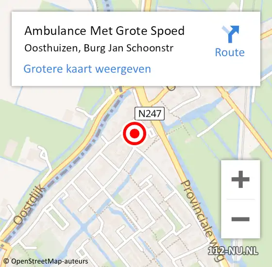 Locatie op kaart van de 112 melding: Ambulance Met Grote Spoed Naar Oosthuizen, Burg Jan Schoonstr op 24 juni 2019 18:12