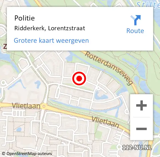 Locatie op kaart van de 112 melding: Politie Ridderkerk, Lorentzstraat op 24 juni 2019 18:24