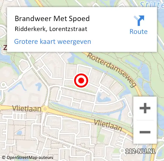 Locatie op kaart van de 112 melding: Brandweer Met Spoed Naar Ridderkerk, Lorentzstraat op 24 juni 2019 18:36