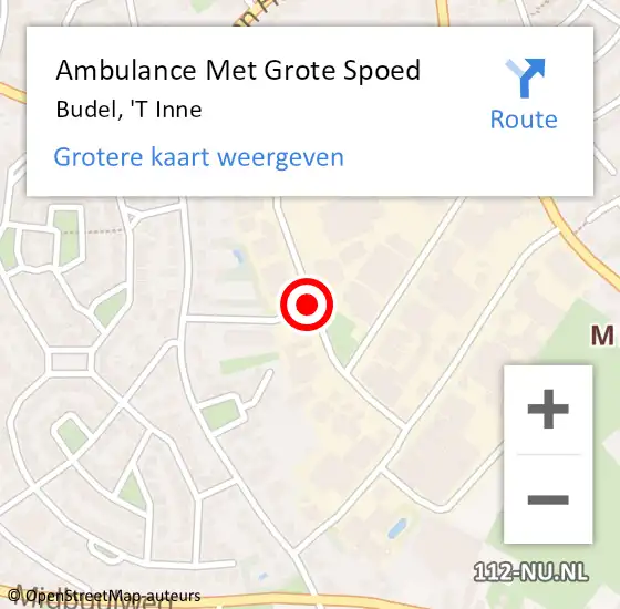 Locatie op kaart van de 112 melding: Ambulance Met Grote Spoed Naar Budel, 't Inne op 24 juni 2019 18:44