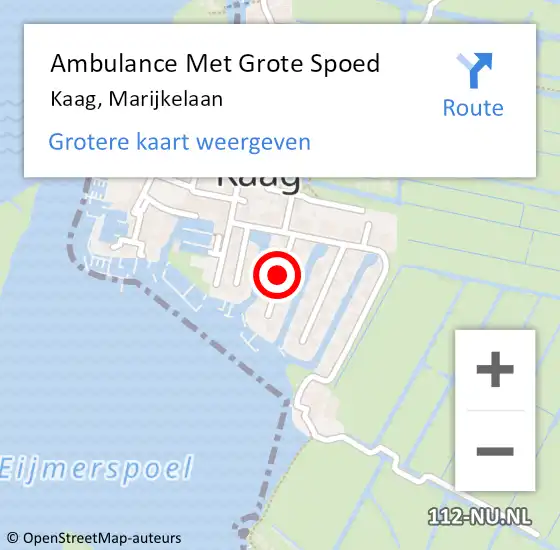 Locatie op kaart van de 112 melding: Ambulance Met Grote Spoed Naar Kaag, Marijkelaan op 24 juni 2019 18:46