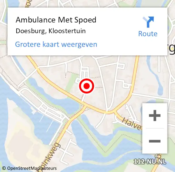 Locatie op kaart van de 112 melding: Ambulance Met Spoed Naar Doesburg, Kloostertuin op 24 juni 2019 18:52