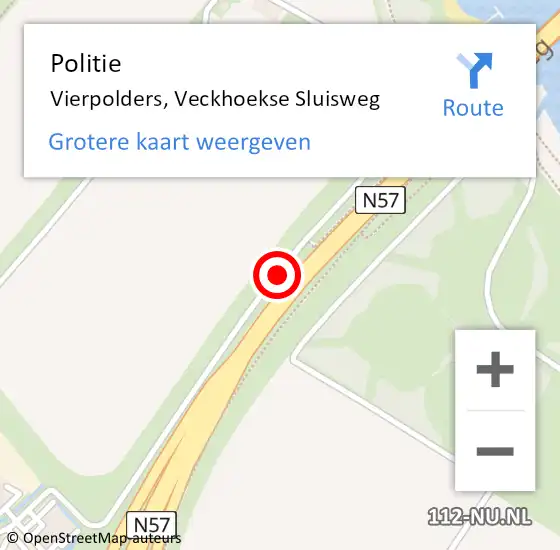 Locatie op kaart van de 112 melding: Politie Vierpolders, Veckhoekse Sluisweg op 24 juni 2019 19:31